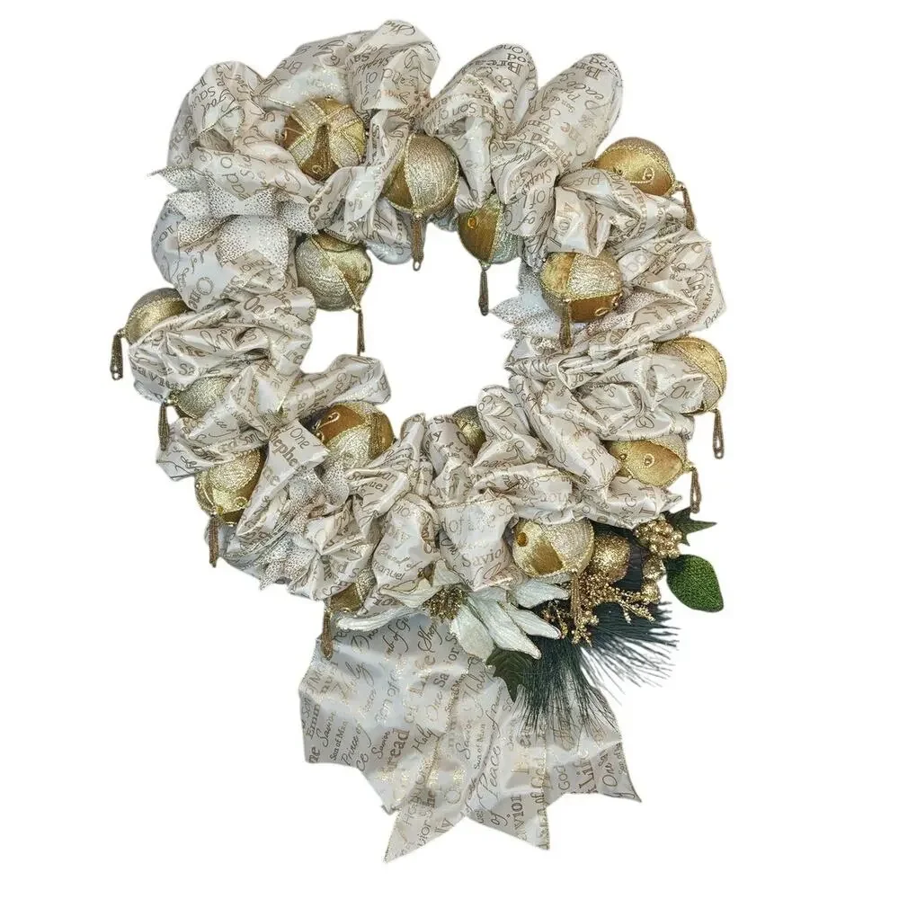 Gorgeous Glittery Gold Holiday Christmas Wreath Handmade 22